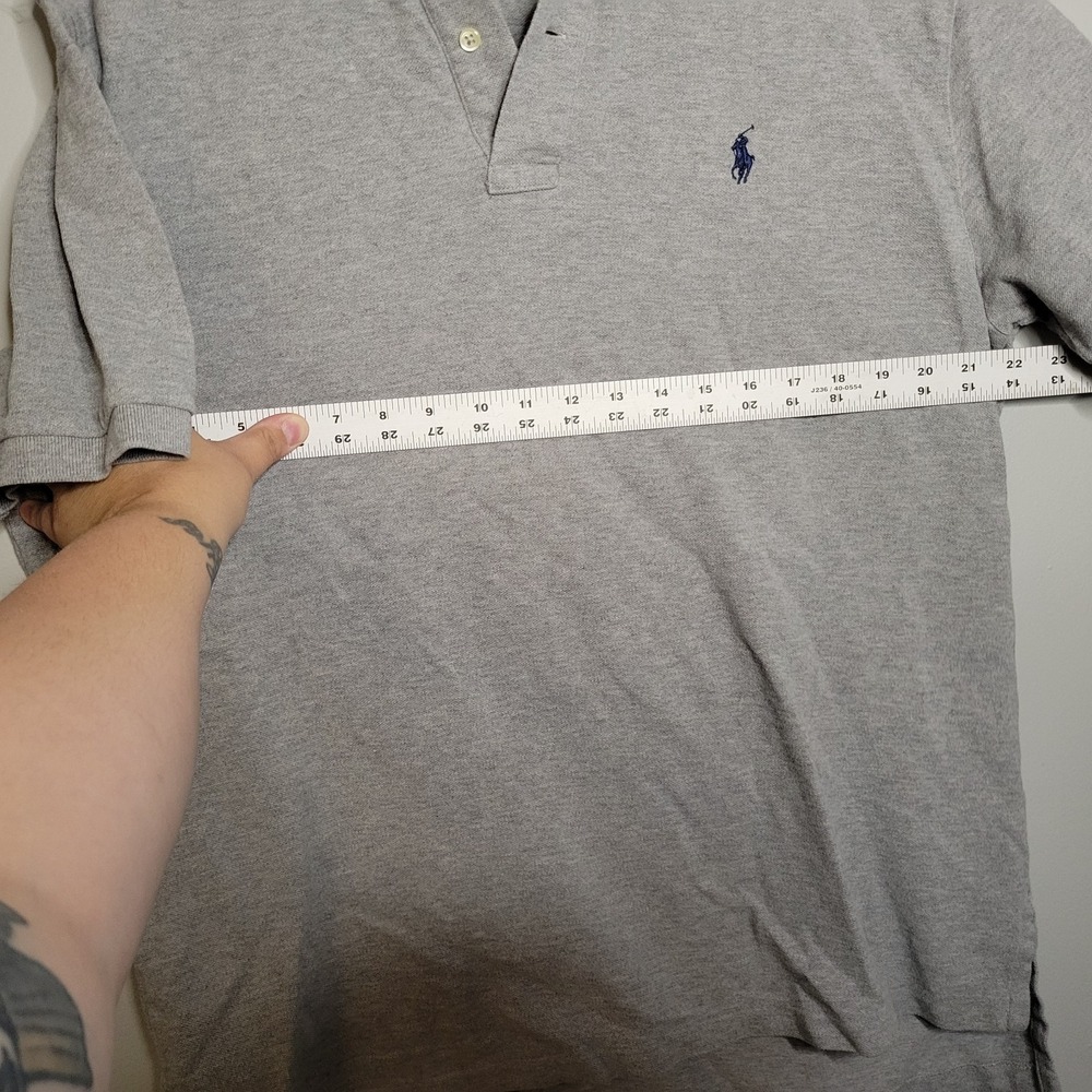Ralph Lauren‎ Pique Polo Shirt XL Extra Large Gray Blue Pony Men VTG Y2K - Picture 7 of 13